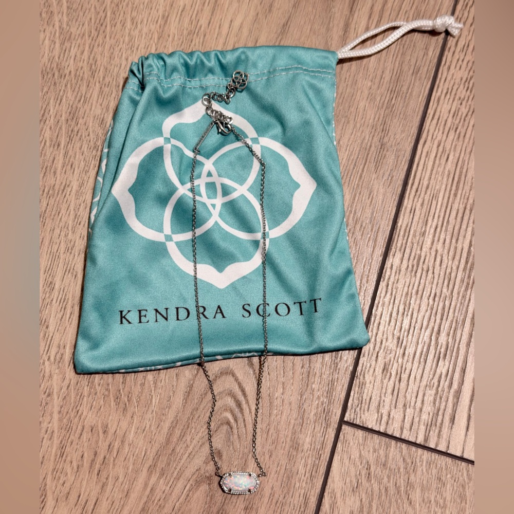 Kendra Scott Silver Necklace with Opalescent Pendant